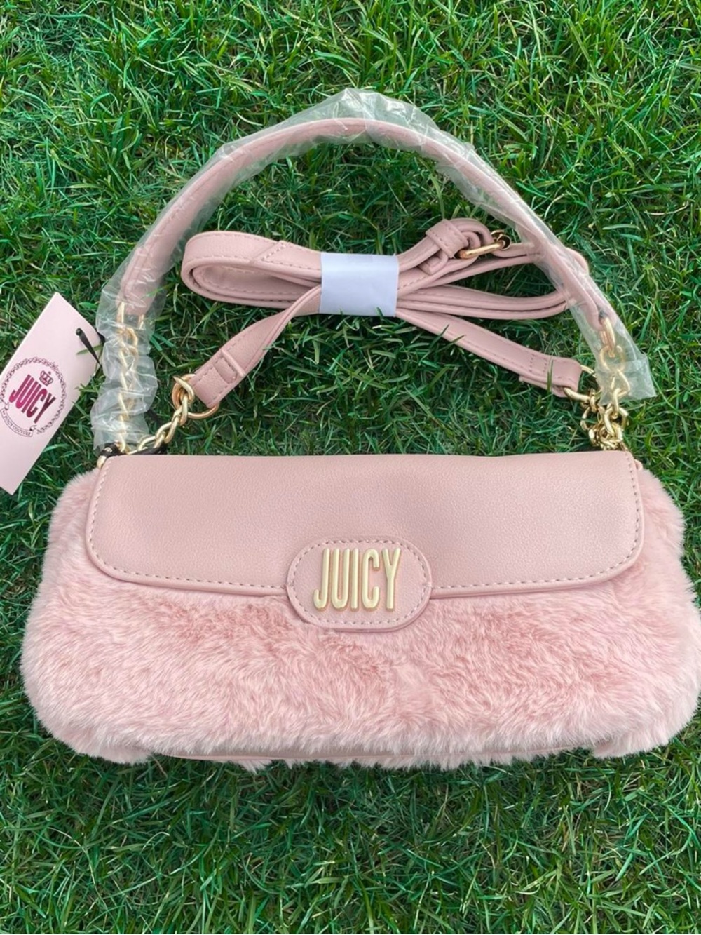 Juicy Couture Pink Faux Fur Shoulder Bag